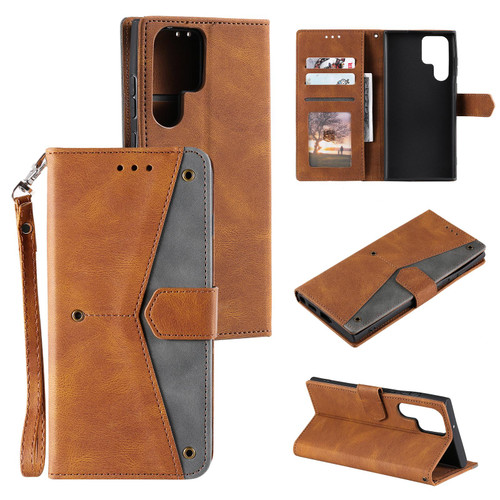 Samsung Galaxy S26 Ultra 5G Nail Skin Feel Stitching Calf Texture Leather Phone Case - Brown