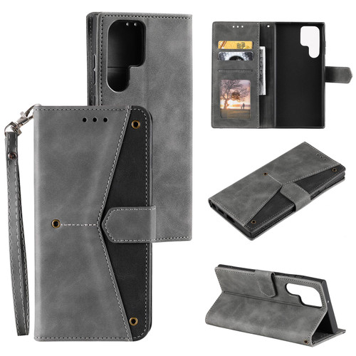 Samsung Galaxy S26 Ultra 5G Nail Skin Feel Stitching Calf Texture Leather Phone Case - Grey