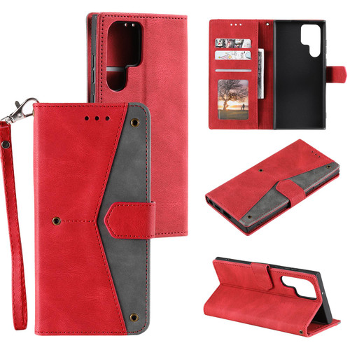 Samsung Galaxy S26 Ultra 5G Nail Skin Feel Stitching Calf Texture Leather Phone Case - Red