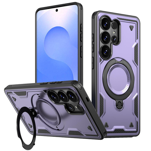 Samsung Galaxy S26 Ultra 5G PC Hybrid TPU Armor MagSafe Ring Holder Phone Case - Purple