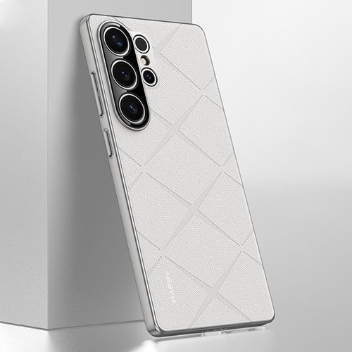 Samsung Galaxy S26 Ultra 5G Plain Leather PC Phone Case - White