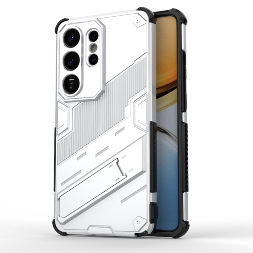 Samsung Galaxy S26 Ultra 5G Punk Armor 2 in 1 PC + TPU Shockproof Phone Case with Invisible Holder - White