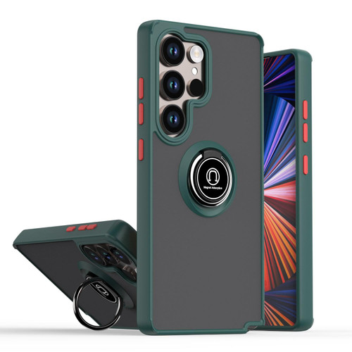 Samsung Galaxy S26 Ultra 5G Q Shadow 1 Series TPU + PC Phone Case with Ring - Dark Green