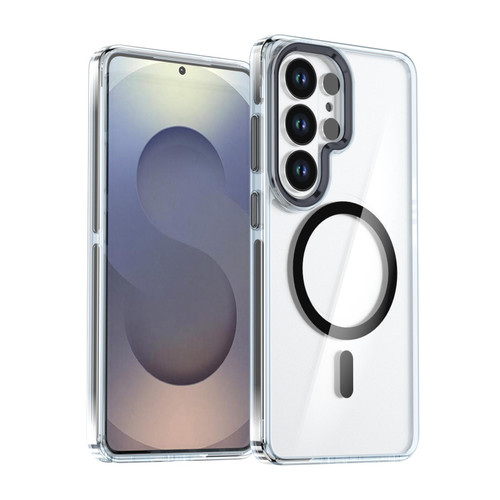 Samsung Galaxy S26 Ultra 5G Qicai Two-color Transparent Magnetic Phone Case - Black