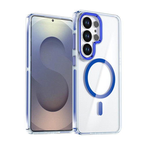 Samsung Galaxy S26 Ultra 5G Qicai Two-color Transparent Magnetic Phone Case - Blue
