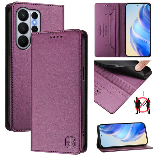 Samsung Galaxy S26 Ultra 5G RC01 Dual-Folded Magnetic Suction RFID Leather Phone Case - Violet