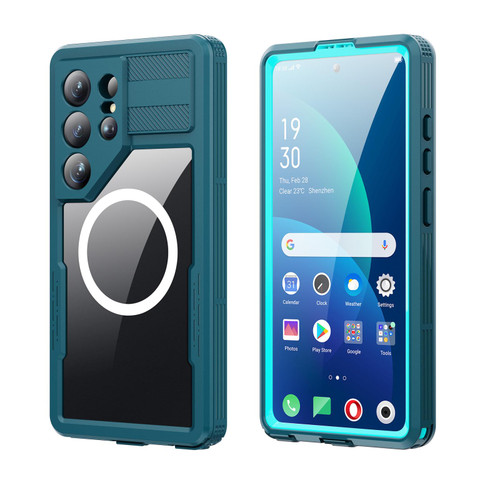 Samsung Galaxy S26 Ultra 5G RedPepper IP68 Waterproof Triple-proof MagSafe Phone Case - Lake Blue + Grass Blue