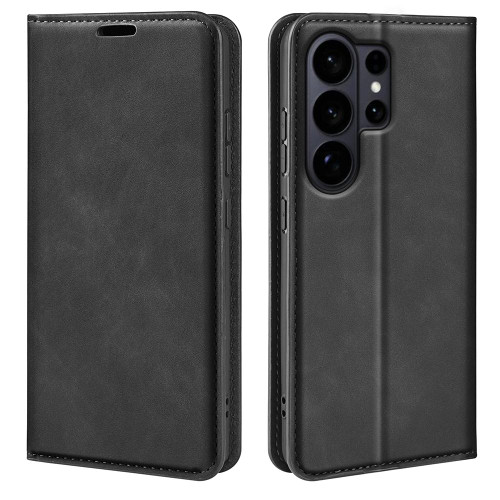 Samsung Galaxy S26 Ultra 5G Retro-skin Magnetic Suction Leather Phone Case - Black
