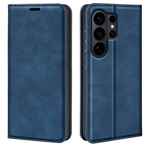 Samsung Galaxy S26 Ultra 5G Retro-skin Magnetic Suction Leather Phone Case - Dark Blue