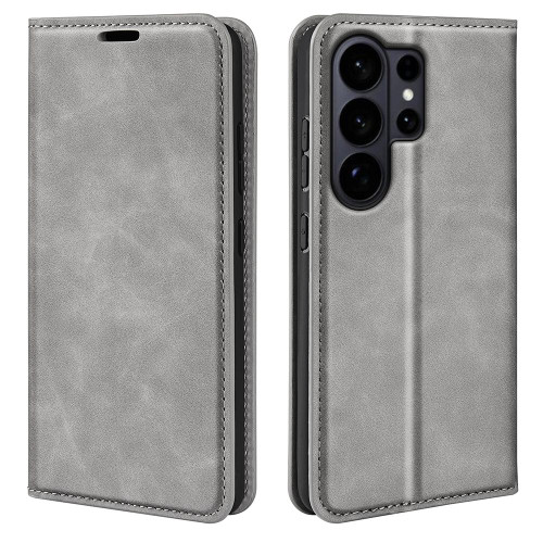 Samsung Galaxy S26 Ultra 5G Retro-skin Magnetic Suction Leather Phone Case - Grey