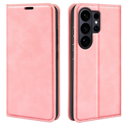 Samsung Galaxy S26 Ultra 5G Retro-skin Magnetic Suction Leather Phone Case - Pink