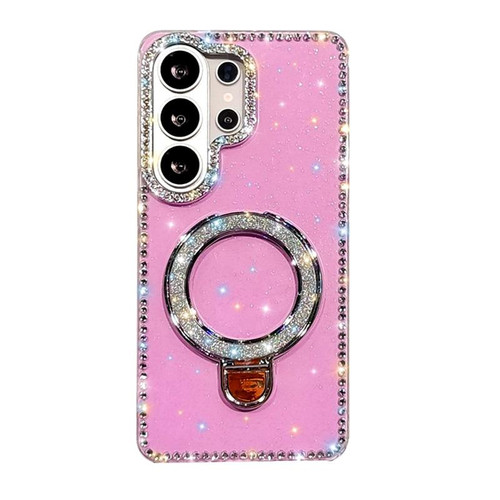 Samsung Galaxy S26 Ultra 5G Rhinestone Glitter Kickstand Dual-side IMD Phone Case - Glitter Light Purple