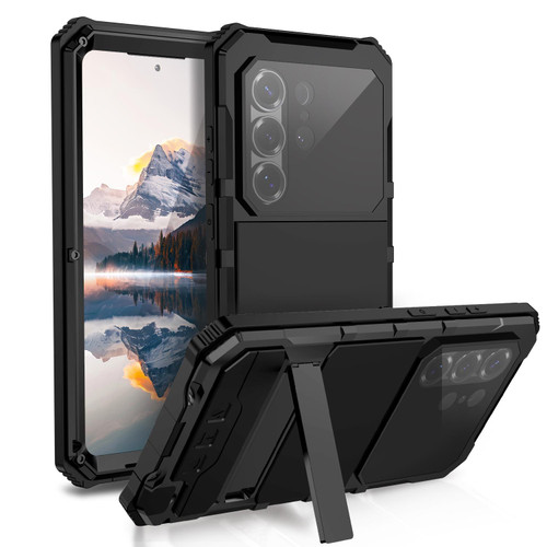 Samsung Galaxy S26 Ultra 5G R-JUST Life Waterproof Dustproof Shockproof Holder Phone Case - Black