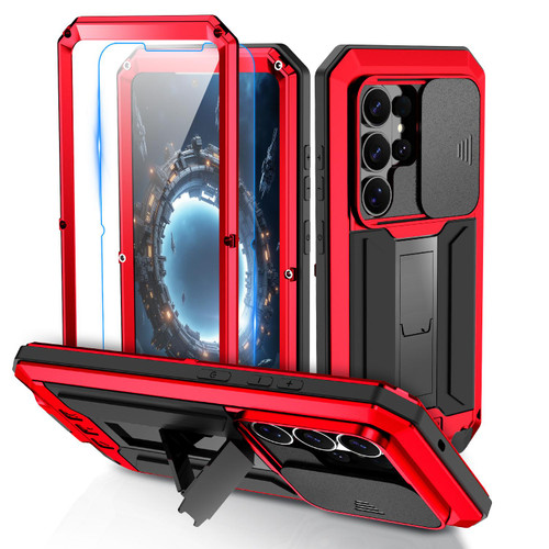 Samsung Galaxy S26 Ultra 5G R-JUST Sliding Camera Life Waterproof Holder Phone Case - Red