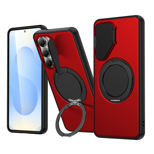 Samsung Galaxy S26 Ultra 5G ShellGod Magnetic Rotation Holder Lens Shield PC TPU Hybrid Phone Case - Red