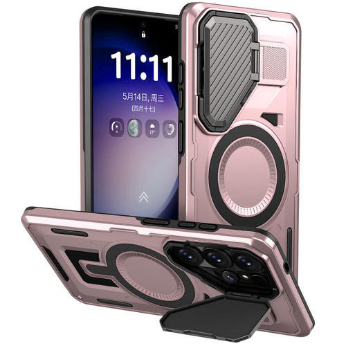 Samsung Galaxy S26 Ultra 5G Shield Frame Holder MagSafe Phone Case - Rose Gold