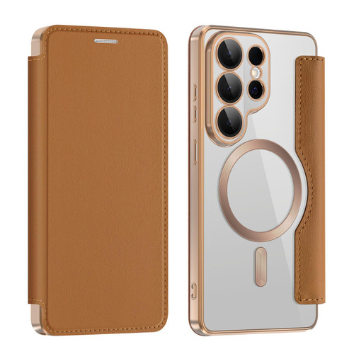 Samsung Galaxy S26 Ultra 5G Shield MagSafe RFID Anti-theft Leather Phone Case - Brown