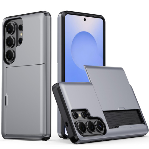 Samsung Galaxy S26 Ultra 5G Shockproof Armor Phone Case with Card Slot - Grey