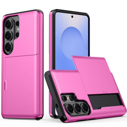 Samsung Galaxy S26 Ultra 5G Shockproof Armor Phone Case with Card Slot - Rose Red