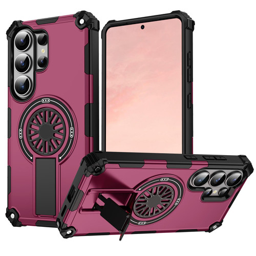 Samsung Galaxy S26 Ultra 5G Shockproof Kickstand Metallic Shaft MagSafe Phone Case - Purple