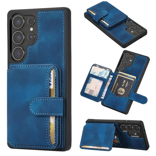 Samsung Galaxy S26 Ultra 5G Skin Feel Dream RFID Anti-theft PU Card Bag Phone Case - Peacock Blue