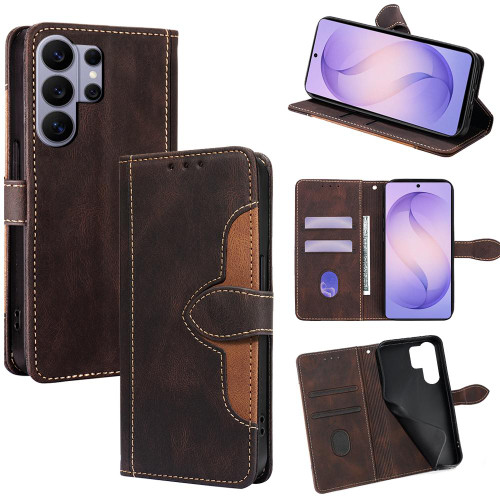 Samsung Galaxy S26 Ultra 5G Skin Feel Magnetic Buckle Leather Phone Case - Brown