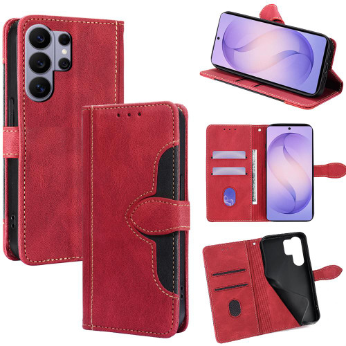 Samsung Galaxy S26 Ultra 5G Skin Feel Magnetic Buckle Leather Phone Case - Red