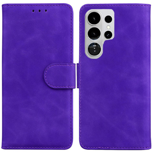 Samsung Galaxy S26 Ultra 5G Skin Feel Pure Color Flip Leather Phone Case - Purple