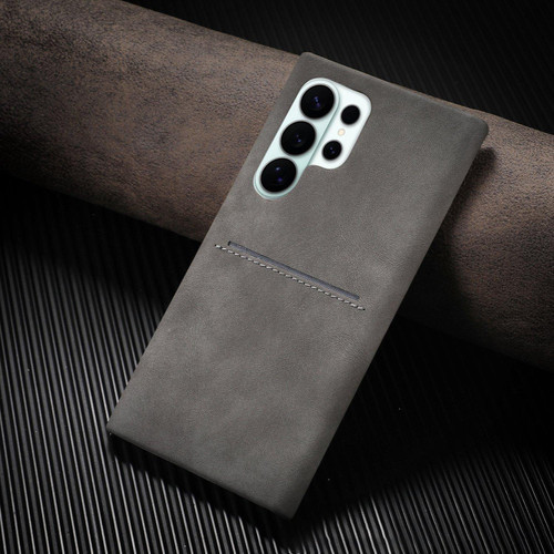 Samsung Galaxy S26 Ultra 5G Skin Feel Sheepskin Card Slot Phone Case - Grey