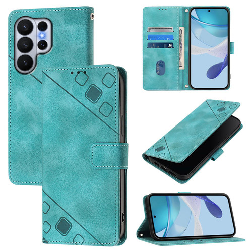 Samsung Galaxy S26 Ultra 5G Skin-feel Embossed Leather Phone Case - Green