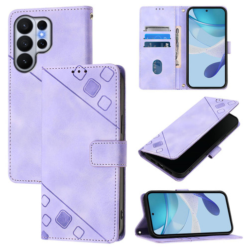 Samsung Galaxy S26 Ultra 5G Skin-feel Embossed Leather Phone Case - Light Purple