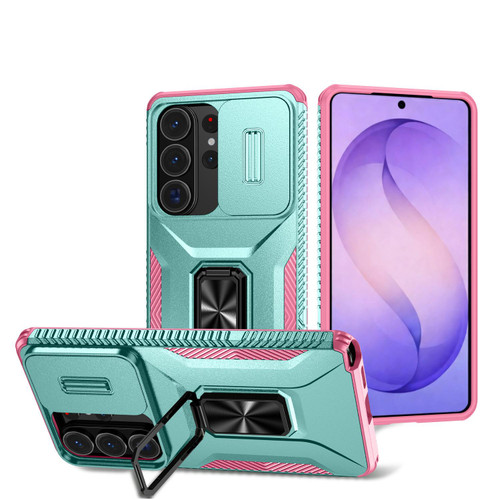 Samsung Galaxy S26 Ultra 5G Sliding Camshield Holder Phone Case - Pink + Grey Green