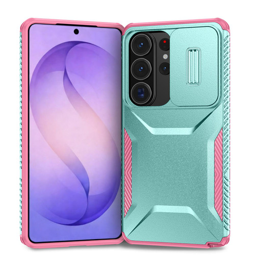 Samsung Galaxy S26 Ultra 5G Sliding Camshield Phone Case - Pink + Grey Green