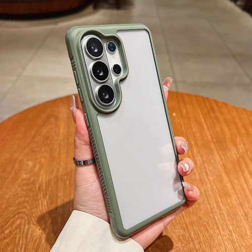 Samsung Galaxy S26 Ultra 5G Solid Color Edge Transparency Acrylic TPU Phone Case - Army Green