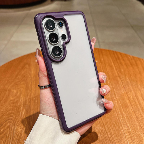 Samsung Galaxy S26 Ultra 5G Solid Color Edge Transparency Acrylic TPU Phone Case - Dark Purple