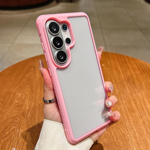 Samsung Galaxy S26 Ultra 5G Solid Color Edge Transparency Acrylic TPU Phone Case - Pink