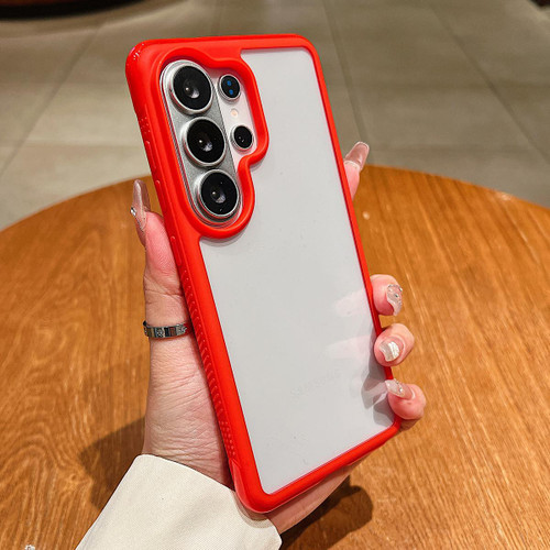 Samsung Galaxy S26 Ultra 5G Solid Color Edge Transparency Acrylic TPU Phone Case - Red