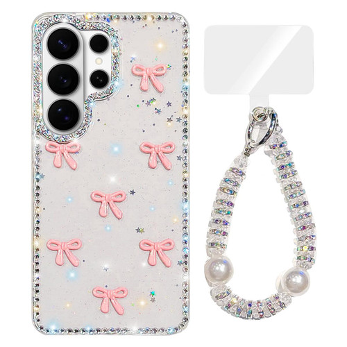Samsung Galaxy S26 Ultra 5G Sparkling IMD Colorful Bow Phone Case with Bracelet - Glitter Star