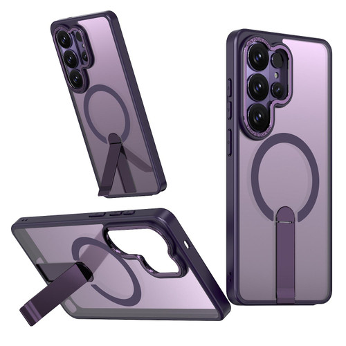 Samsung Galaxy S26 Ultra 5G Star Shine Series TPU + PC MagSafe Phone Case with Fold Holder - Purple