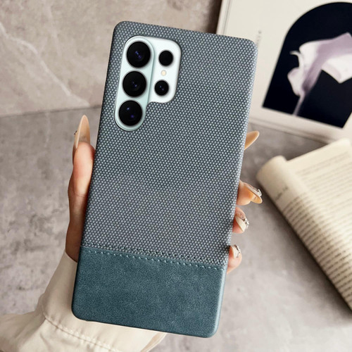 Samsung Galaxy S26 Ultra 5G Stitching Cloth MagSafe Magnetic PC Hybrid PU Phone Case - Cyan Blue