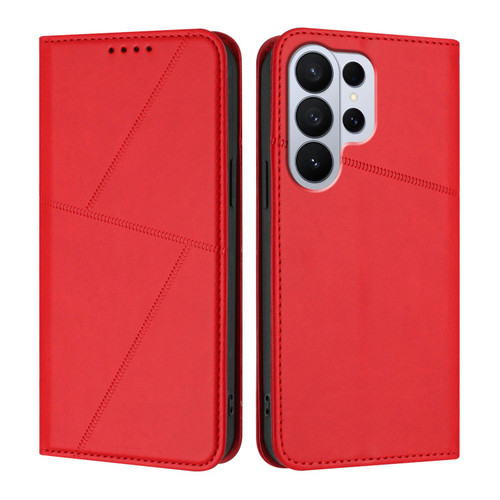 Samsung Galaxy S26 Ultra 5G Strong Magnetic Frosted Flip Leather Phone Case - Red