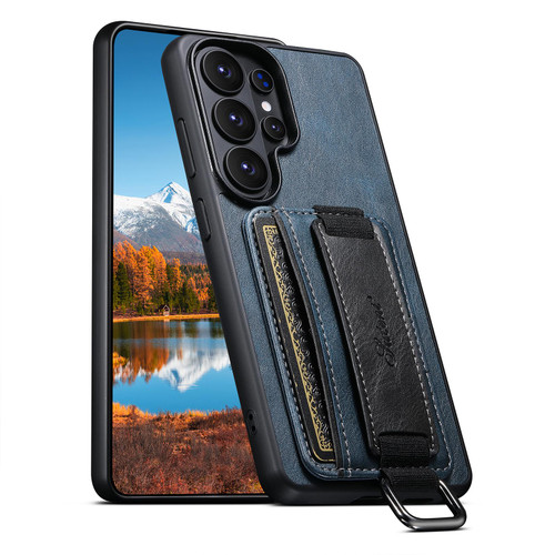 Samsung Galaxy S26 Ultra 5G Suteni H13 Card Wallet Wrist Strap Holder PU Phone Case - Blue