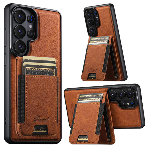 Samsung Galaxy S26 Ultra 5G Suteni H17 Litchi Texture Leather MagSafe Detachable Wallet Phone Case - Khaki