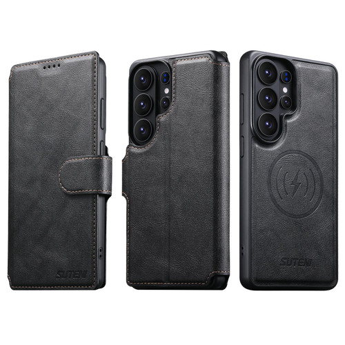 Samsung Galaxy S26 Ultra 5G Suteni Q05 2-in-1 Multi-function Detachable Wallet MagSafe Phone Case - Black