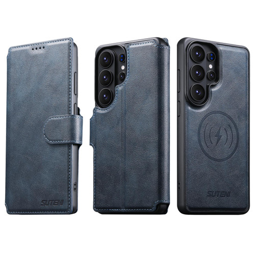 Samsung Galaxy S26 Ultra 5G Suteni Q05 2-in-1 Multi-function Detachable Wallet MagSafe Phone Case - Blue
