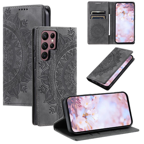 Samsung Galaxy S26 Ultra 5G Totem Embossed Magnetic Leather Phone Case - Grey