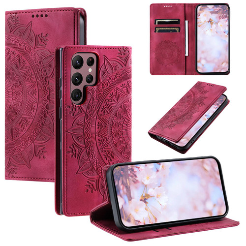 Samsung Galaxy S26 Ultra 5G Totem Embossed Magnetic Leather Phone Case - Red
