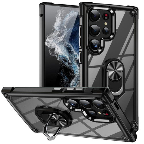 Samsung Galaxy S26 Ultra 5G TPU + PC Lens Protection Phone Case with Ring Holder - Black