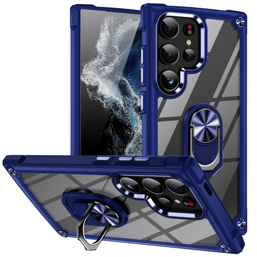 Samsung Galaxy S26 Ultra 5G TPU + PC Lens Protection Phone Case with Ring Holder - Blue