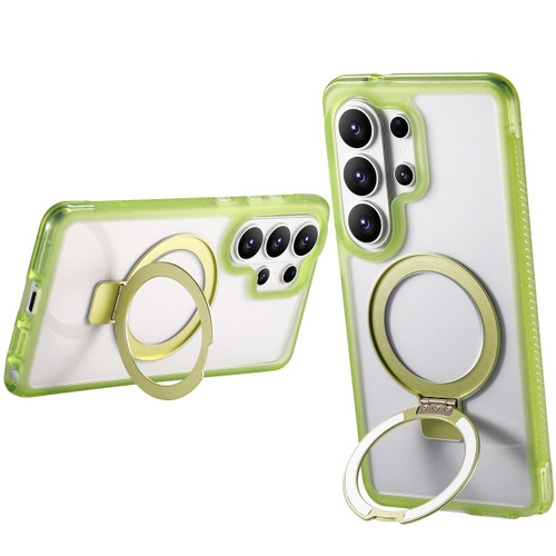 Samsung Galaxy S26 Ultra 5G Translucent Edge Transparency Metal Holder MagSafe Phone Case - Matcha Green